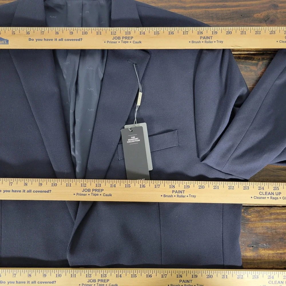 Michael Kors KOOP Mens Sport Coat Blazer Two Button Navy Blue Poly Blend 44L NEW